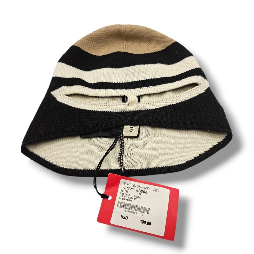 Gucci Black and Cream Knit Beanie